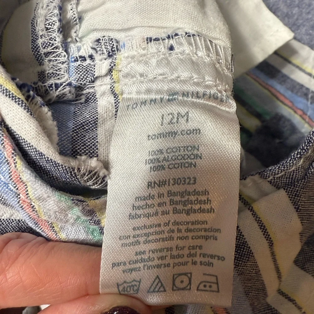 Tommy Hilfiger Striped Baby Overalls with embroidered H Logo